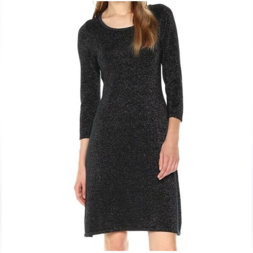 Nine West Black Glitter Holiday Dress
